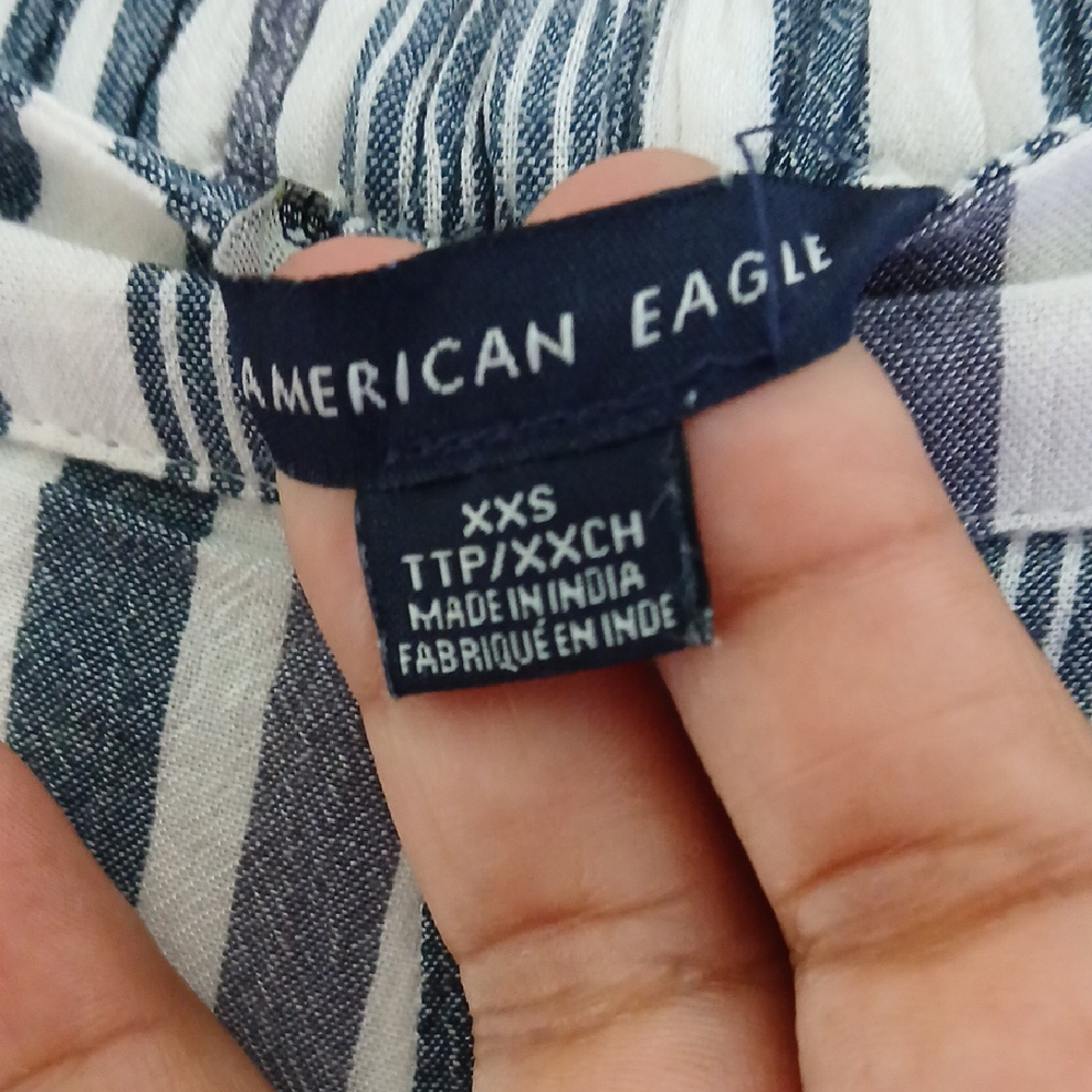 American Eagle Outfitters Navy and White Wide-Leg Pants‎ Sz XXS - Picture 2 of 8
